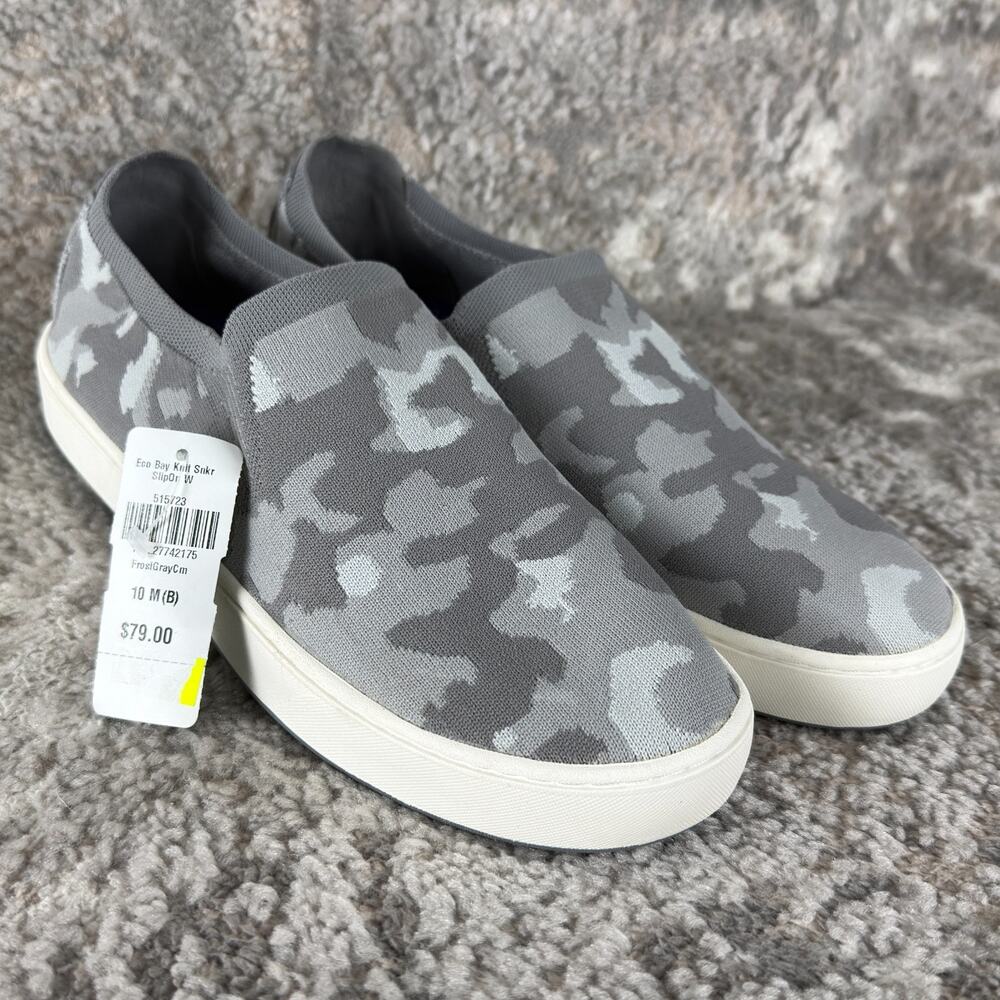 LL Bean Size 10M Eco Bay Gray Camo Knit Slip-On Sneakers Shoes 515723